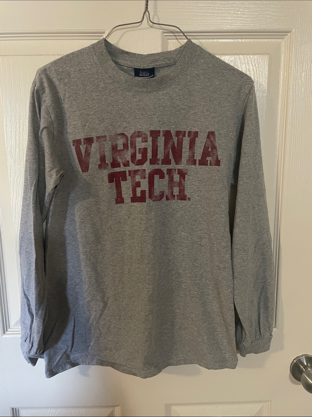 MV Sport Gray Crewneck T-Shirt with Navy and Red Logo